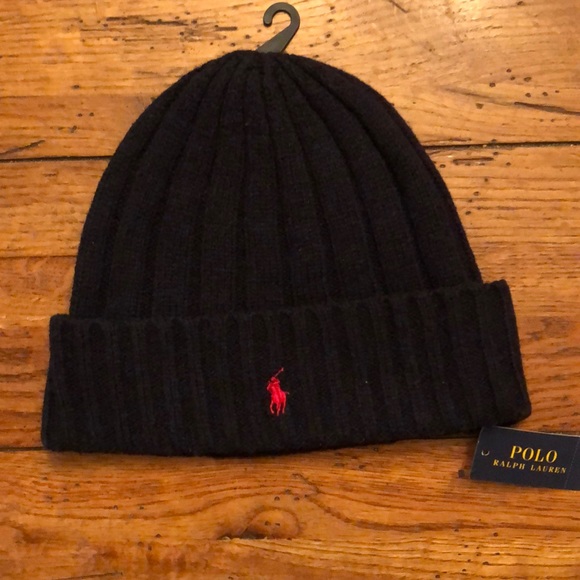 black polo beanie with red horse Shop 